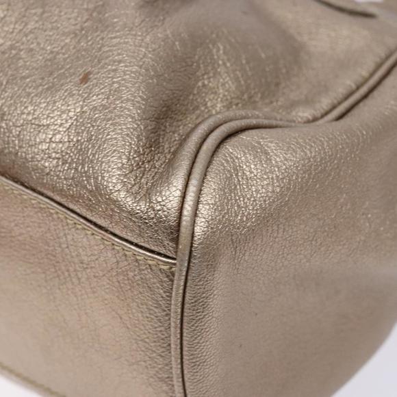 Salvatore Ferragamo Gancini Hand Bag Leather Gold Auth 136922
